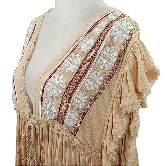 Free People Bali Will Wait For You Dress in Garbanzo Oversized Boho XS - Picture 14 of 16